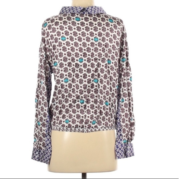 MAJE Satin Faux wrap lipsa hem print v-neck blouse long sleeve small new w tags - Picture 3 of 6